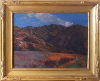 William Wendt ~ Field with Poppy and Lupine Flowers ~ 18 x 24 inches, oil on canvas!