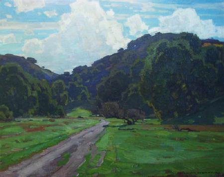 William Wendt, "The Green Earth, San Juan Capistrano, 1923", 28 x 36 inches, oil on canvas.